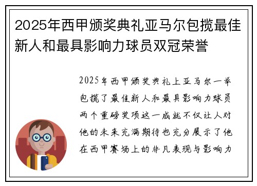 2025年西甲颁奖典礼亚马尔包揽最佳新人和最具影响力球员双冠荣誉